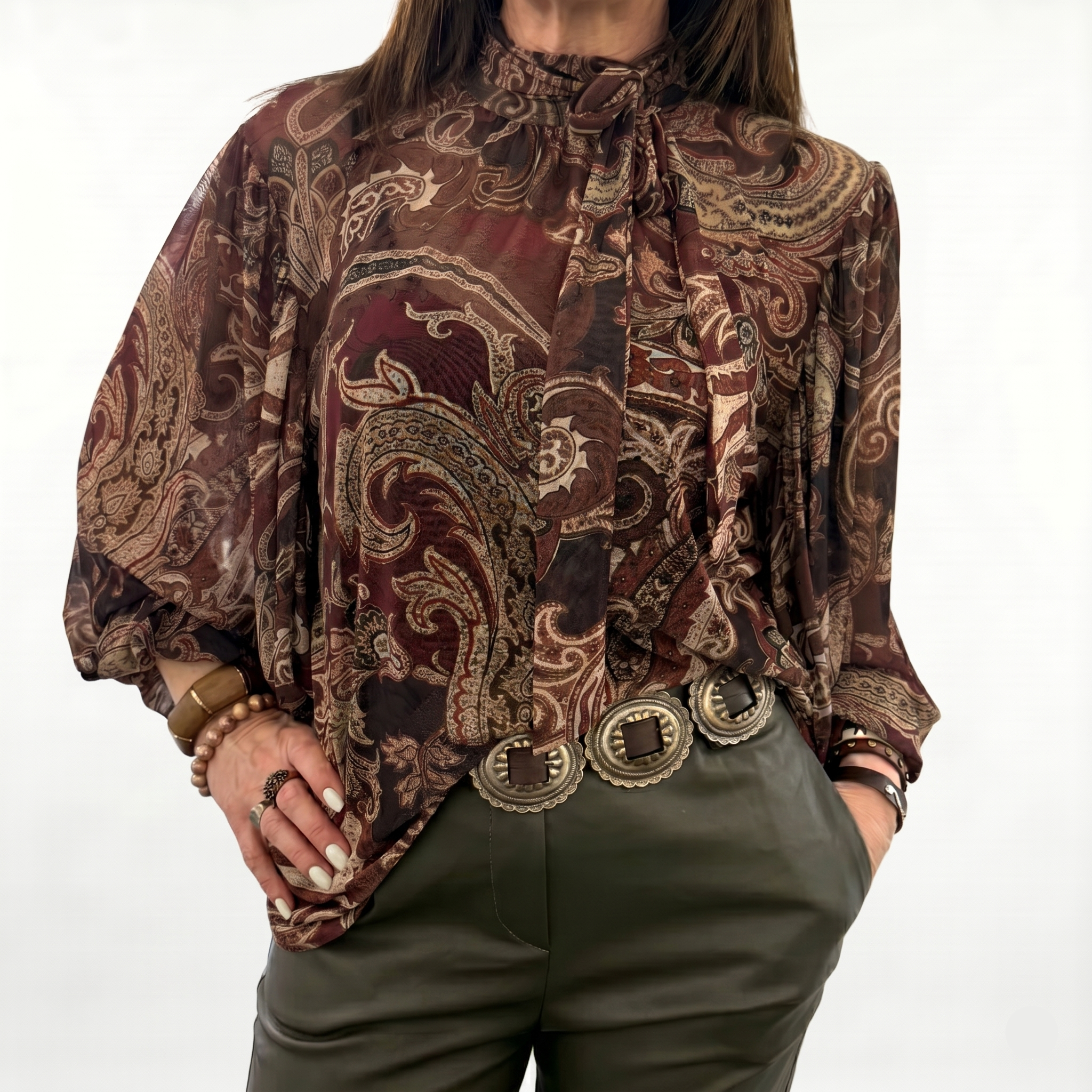 Camicia trasparente stampa damascata