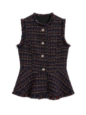 Gilet Blu con Bottoni Argento