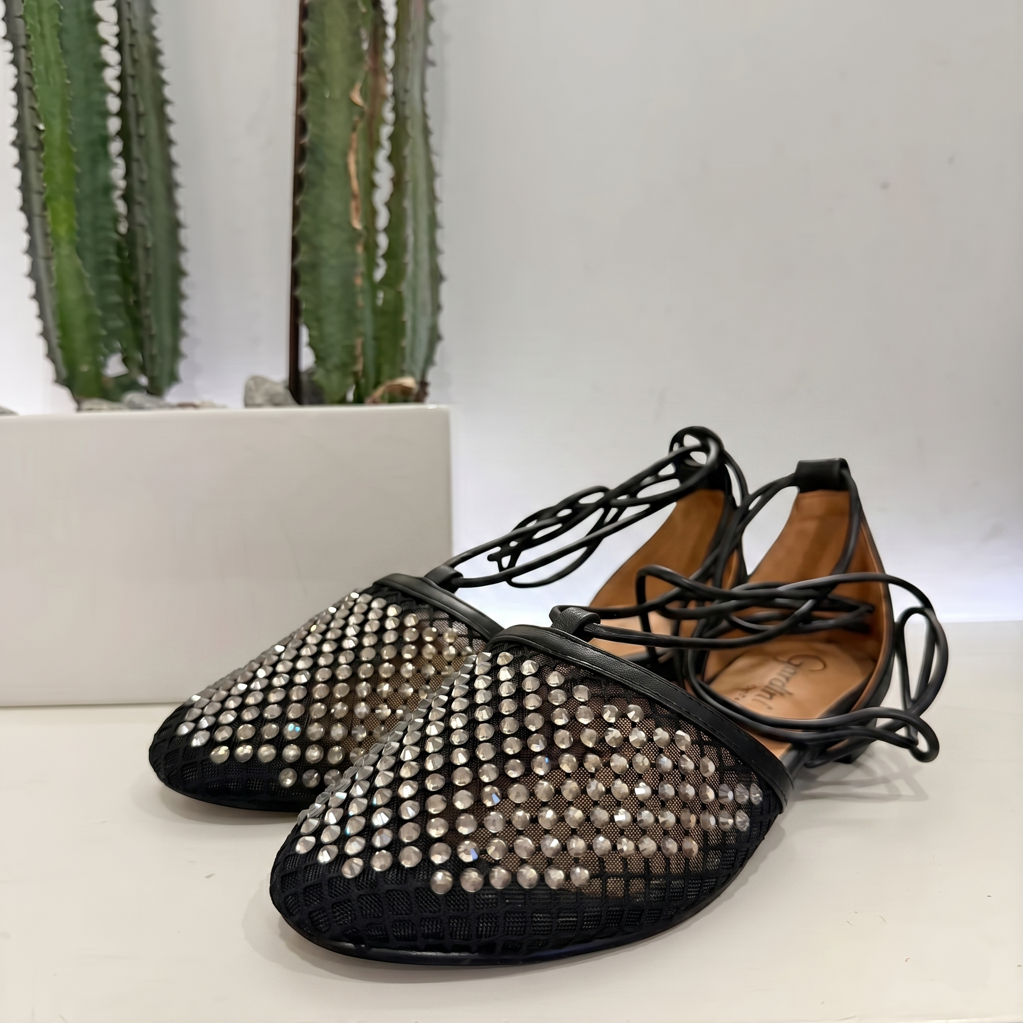 Gardini sandalo nero lacci con strass