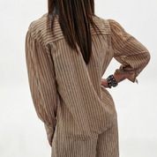 Camicia a righe color sabbia