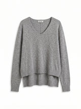 KIKISIX maglia V costine grigia