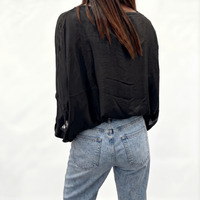 Camicia CLARA in chiffon di seta NERO
