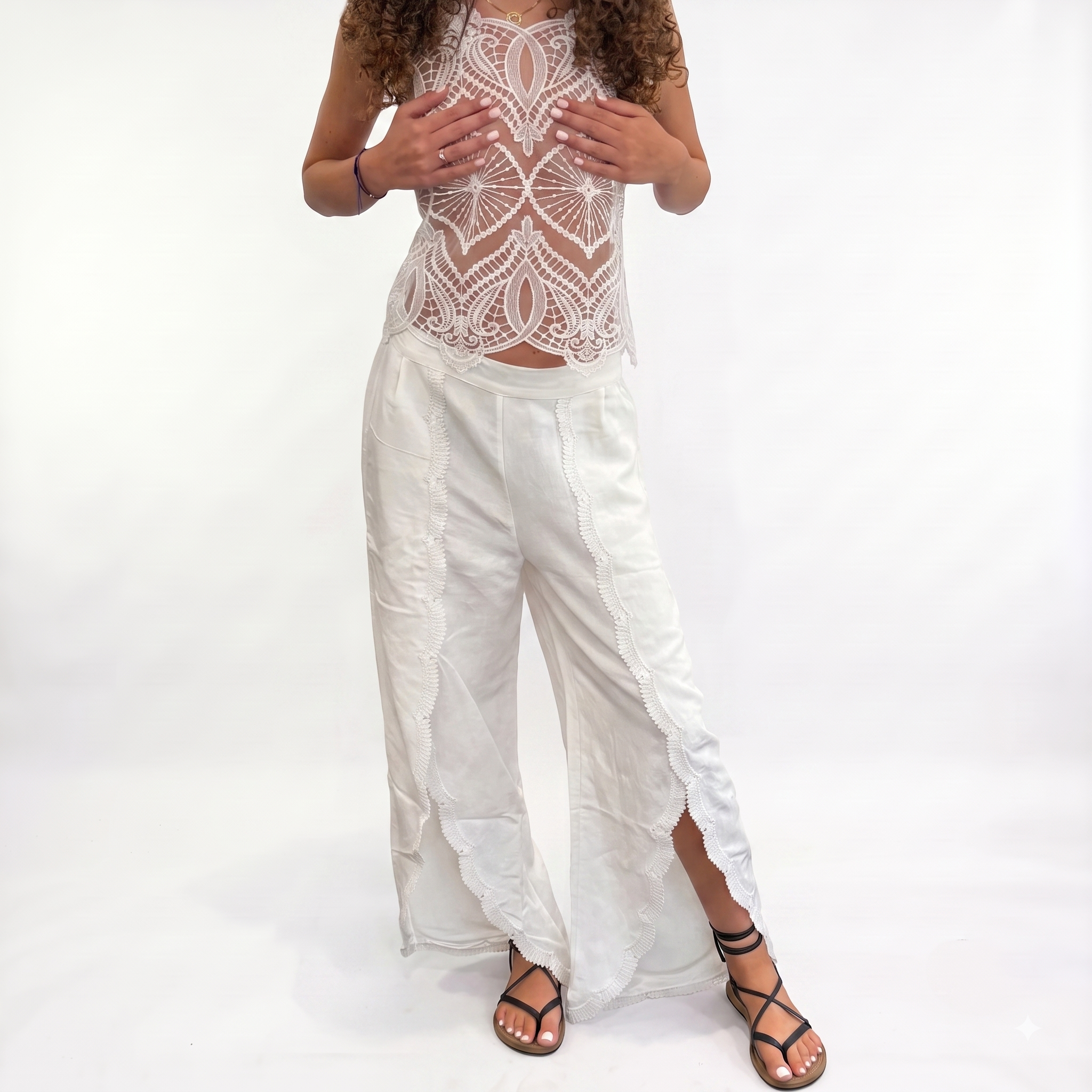 Pantalone SUNNY 2 pizzo bianco