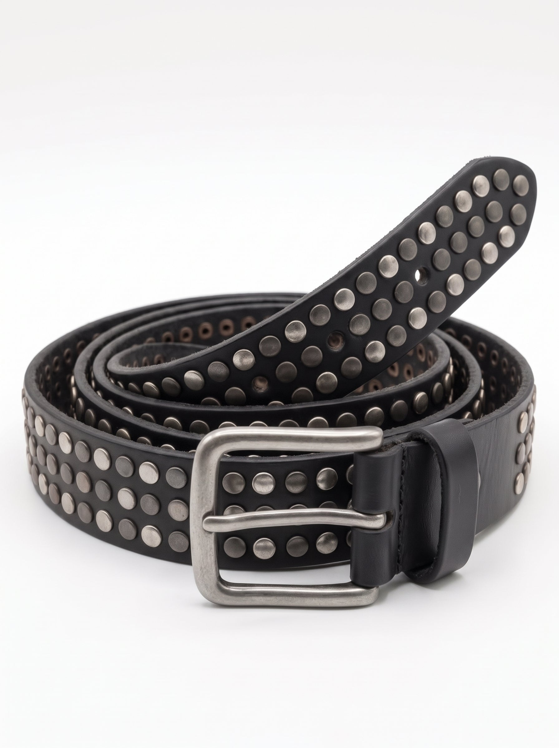 Alberto Luti cintura nera con borchie arg. alta 2,5cm