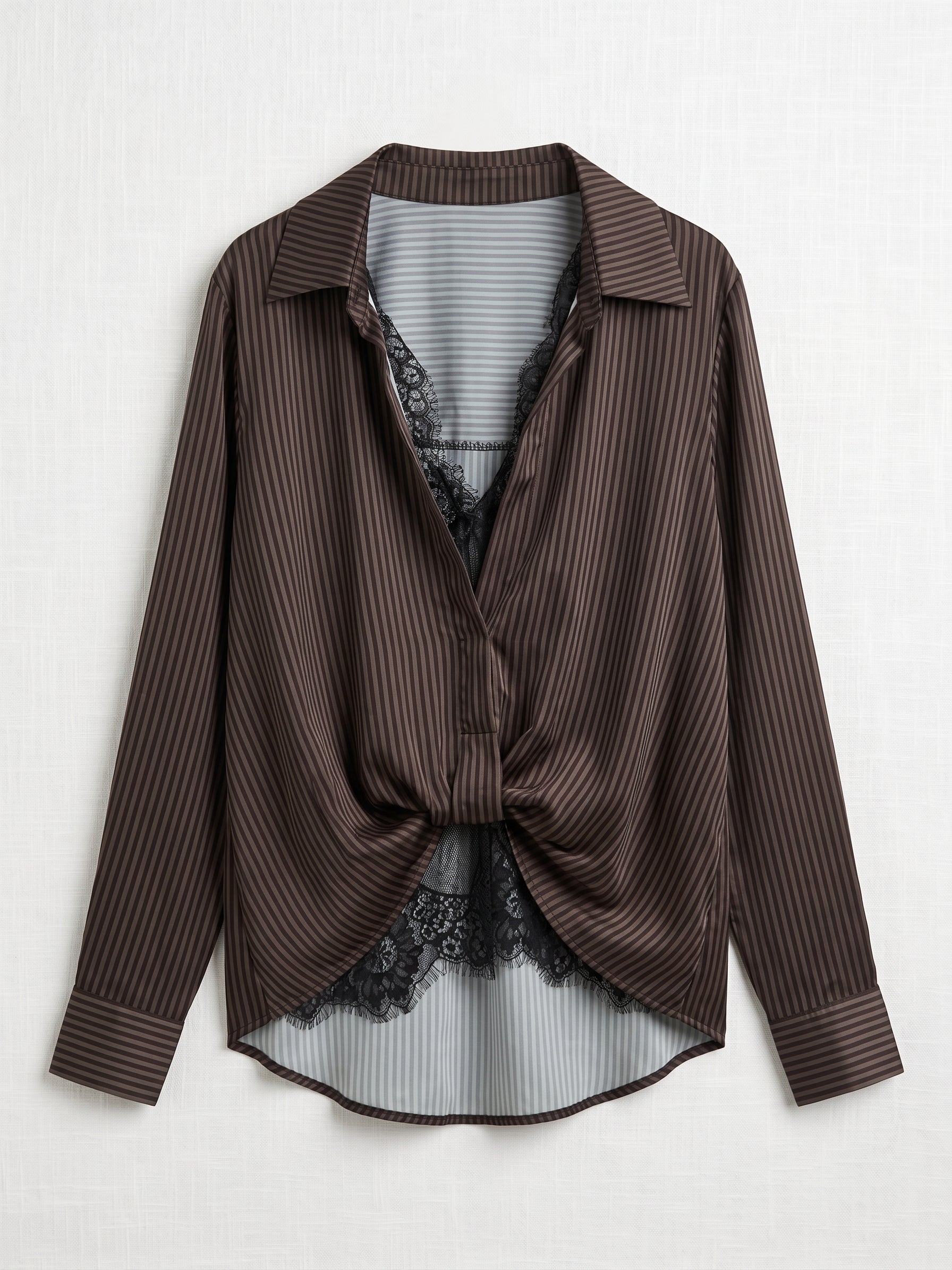 Camicia con canotta in PIZZO a righe