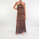 Abito CHIFFON scollo americana moro