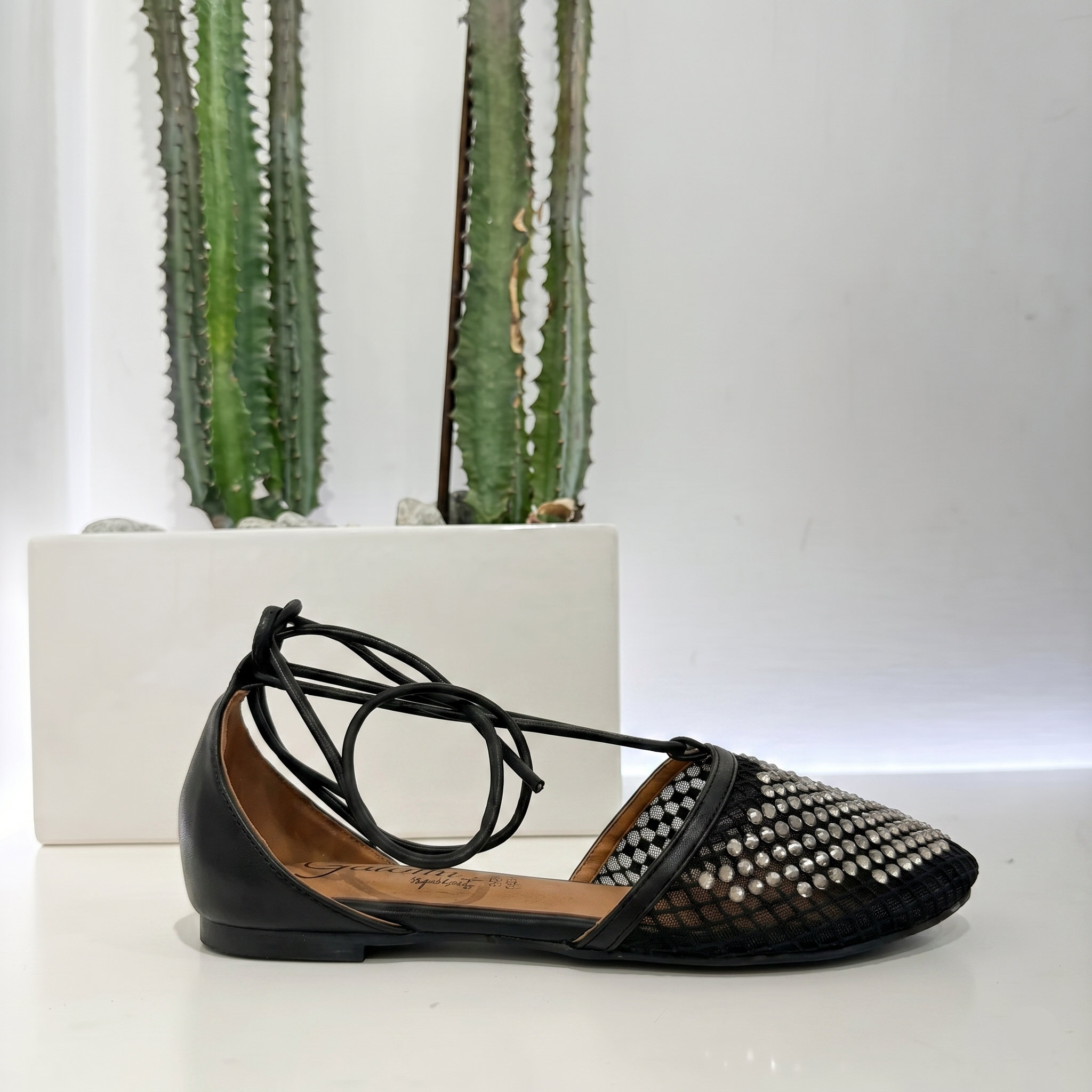 Gardini sandalo nero lacci con strass