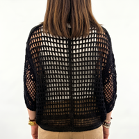 Cardigan in maglia traforata nera