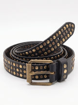 Alberto Luti cintura nera con borchie oro H2,5cm