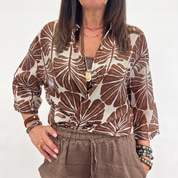 Camicia MISTO SETA FANTASIA MARRONE
