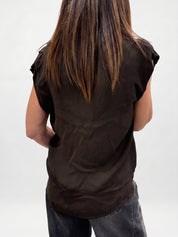 Camicia senza maniche scollo V