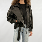 Giacca modello bomber vera pelle color NERO