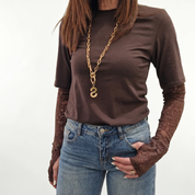 T-shirt MORO maniche lunghe in pizzo foro pollice