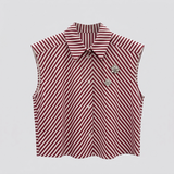 Camicia smanicata stampa a righe