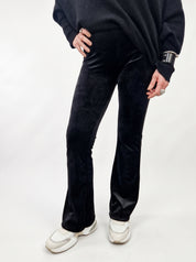 Leggings nero velluto elasticizzato