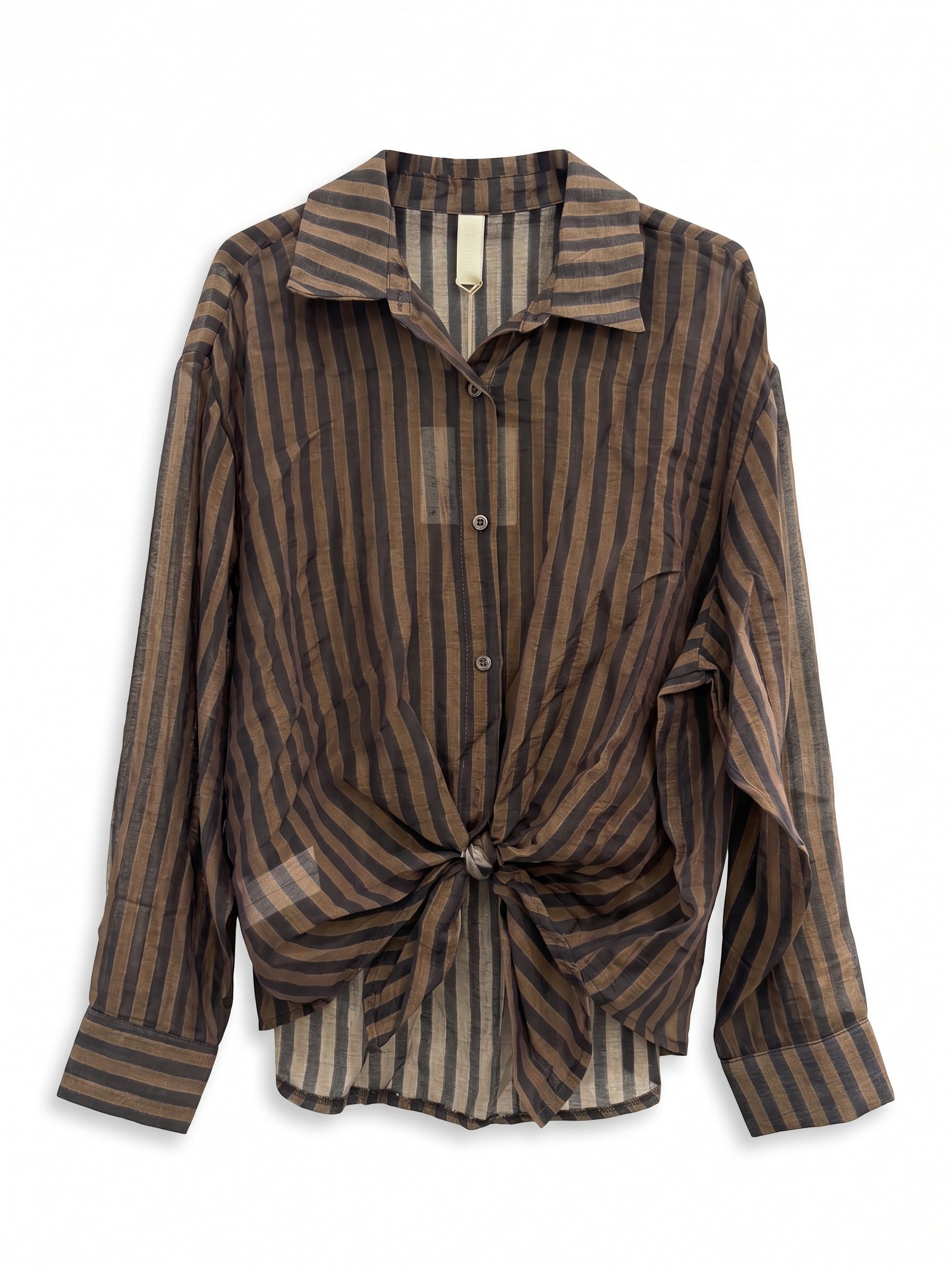 Camicia rigata marrone