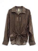 Camicia rigata marrone