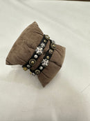 Campomaggi GIOVE bracelet black with silver and gold studs