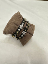 Campomaggi GIOVE bracelet black with silver and gold studs