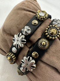 Campomaggi GIOVE bracelet black with silver and gold studs