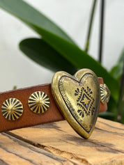 Campomaggi bracciale MERAVIGLIA cognac con cuore oro