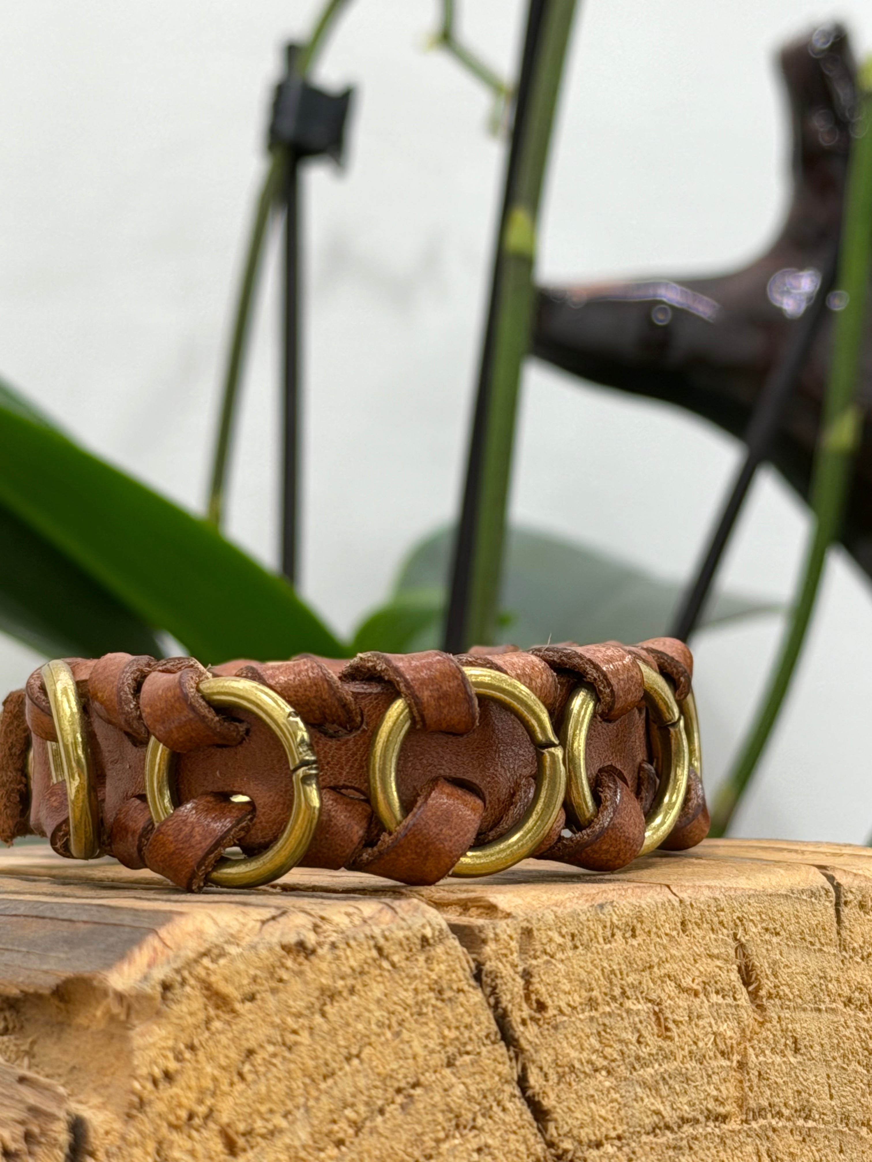 Campomaggi bracciale PALERMO cognac con anelli