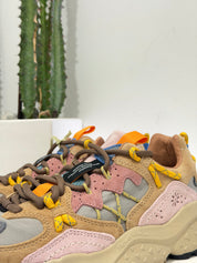 Flower Mountain sneakers YAMABUSHI WOMAN cognac taupe pink