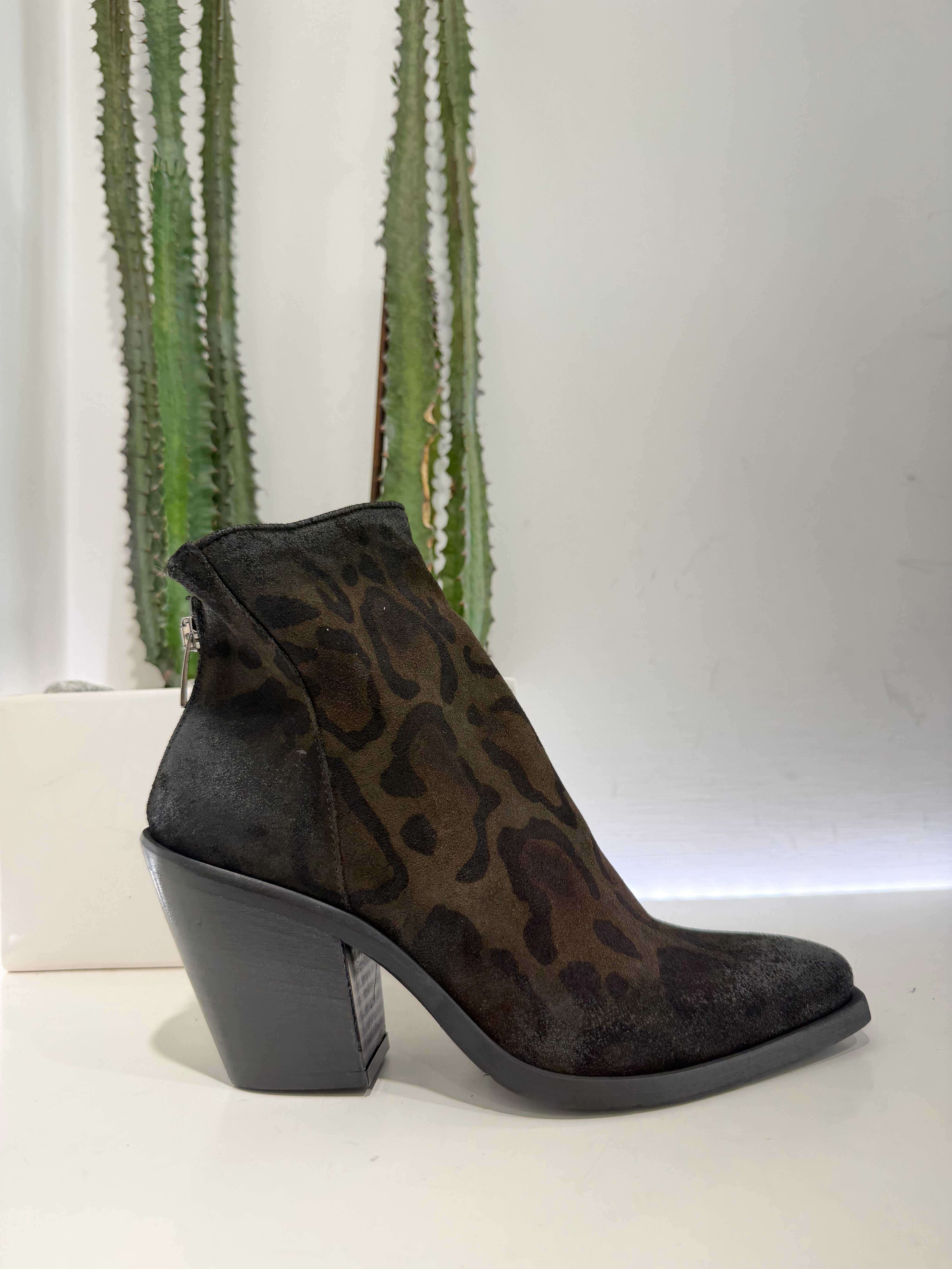 METISSE stivaletto zip texano GIRAFFA verde tacco 20