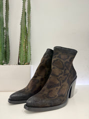METISSE stivaletto zip texano GIRAFFA verde tacco 20
