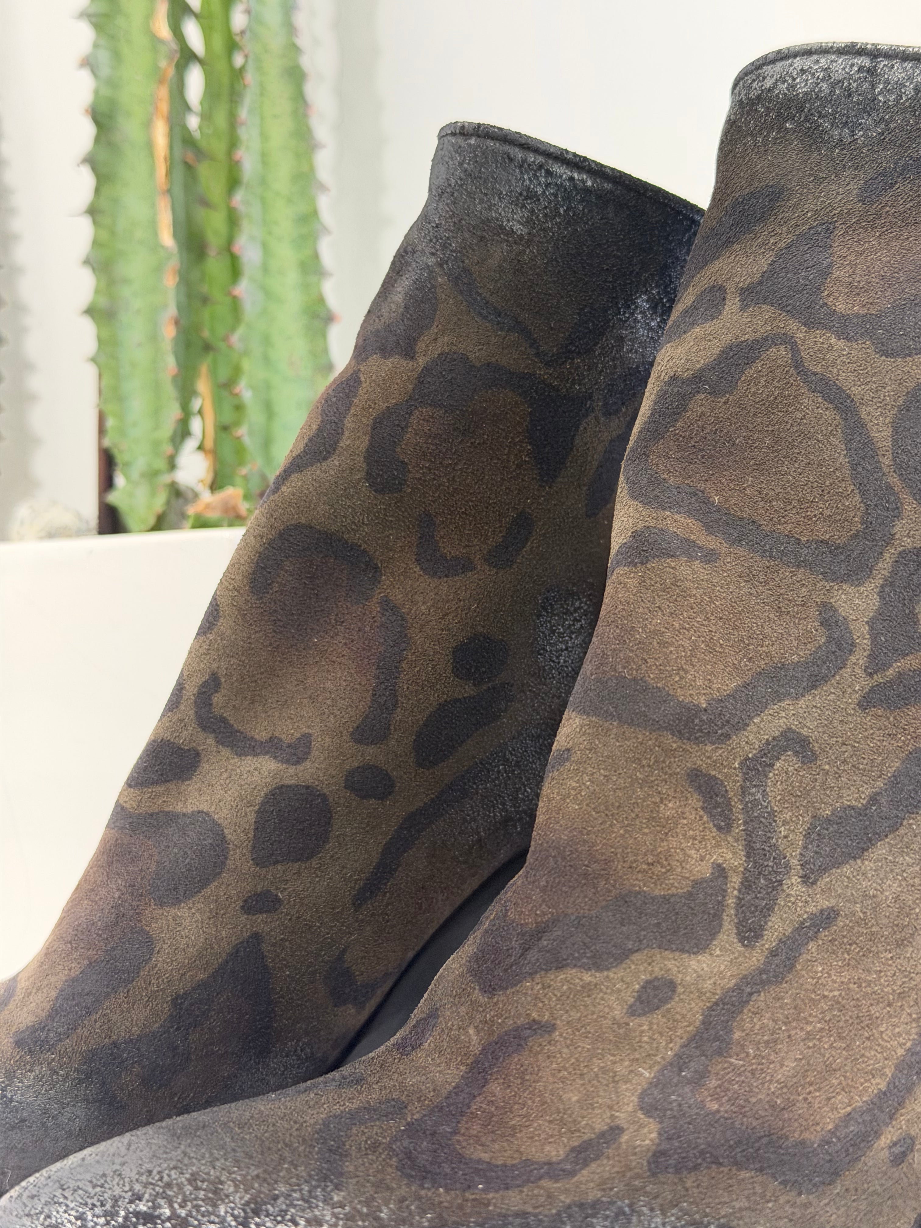 METISSE stivaletto zip texano GIRAFFA verde tacco 20