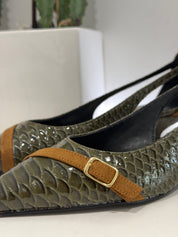 Latika scarpa guyana stampa animalier  vernice verde