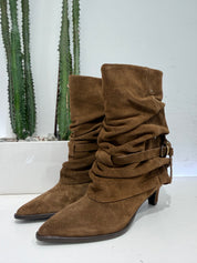 MIMMU Stivaletti Biker con Borchie in Camoscio Delia