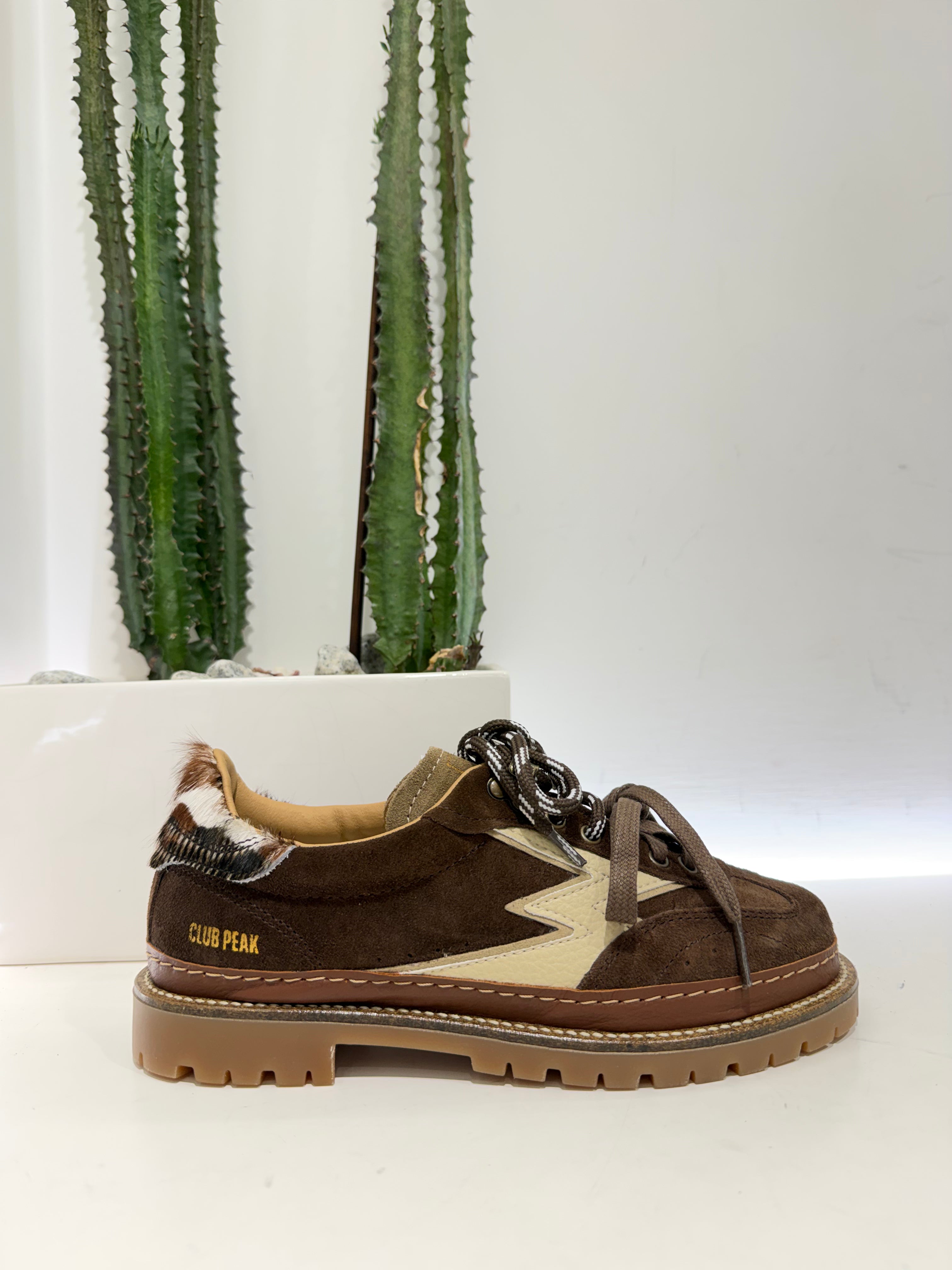 Moa CLUB PEAK SUEDE MARRONE E BACKTAB CAVALLINO