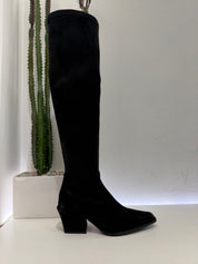 Stivale lungo suede nero