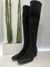 Stivale lungo suede nero