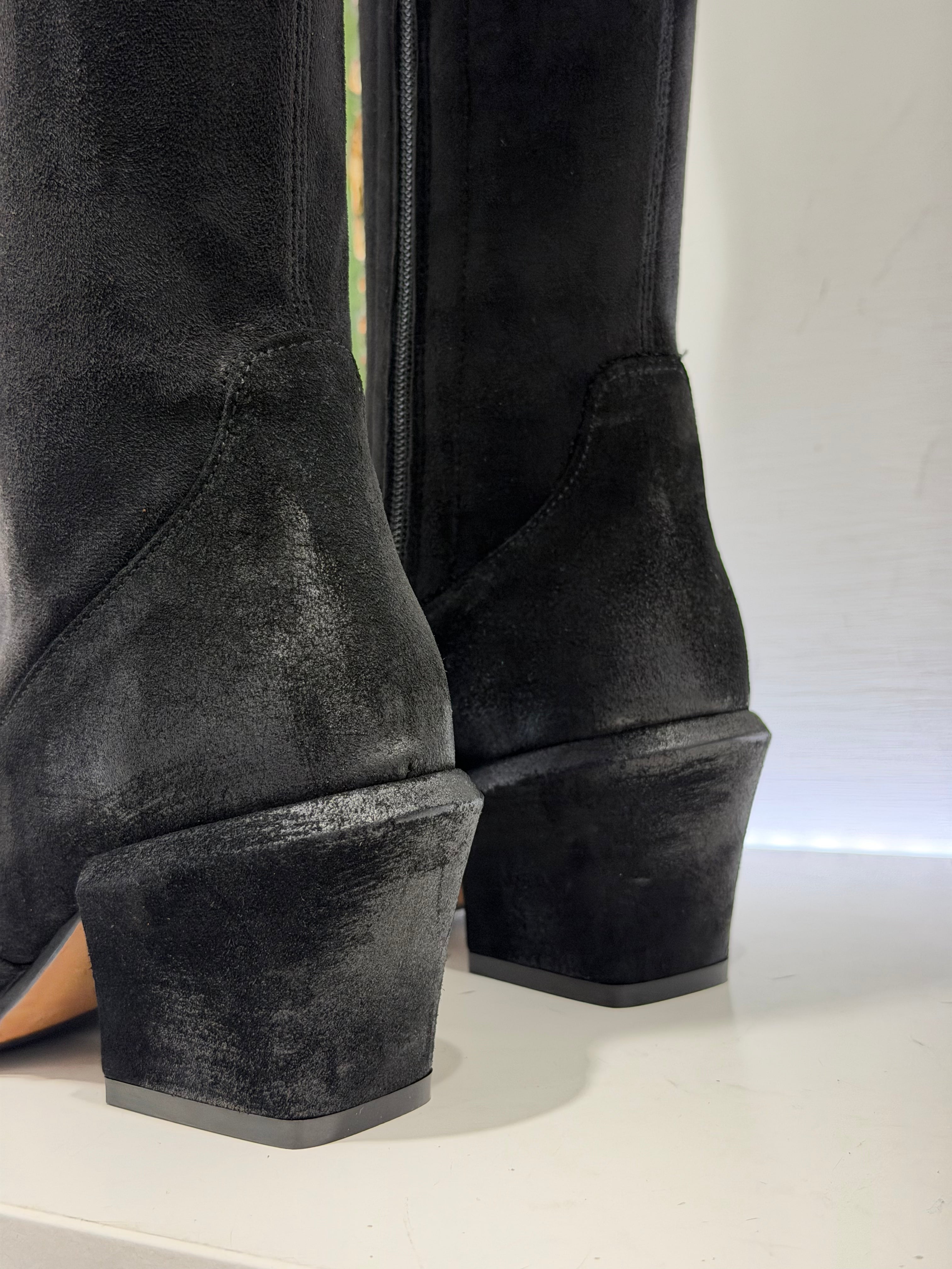 Stivale lungo suede nero