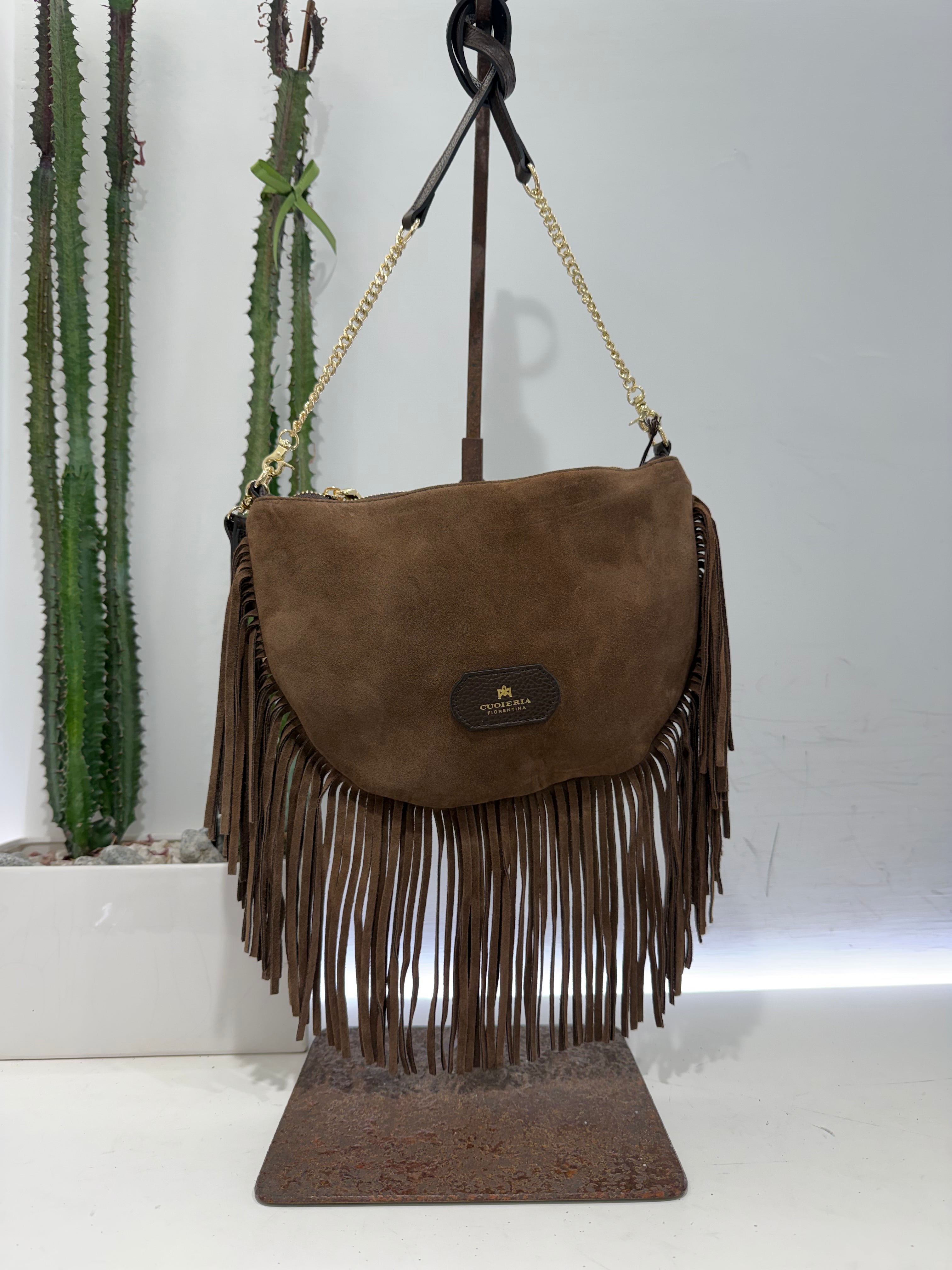 Cuoieria Fiorentina Emma Boho small pouch cioccolato