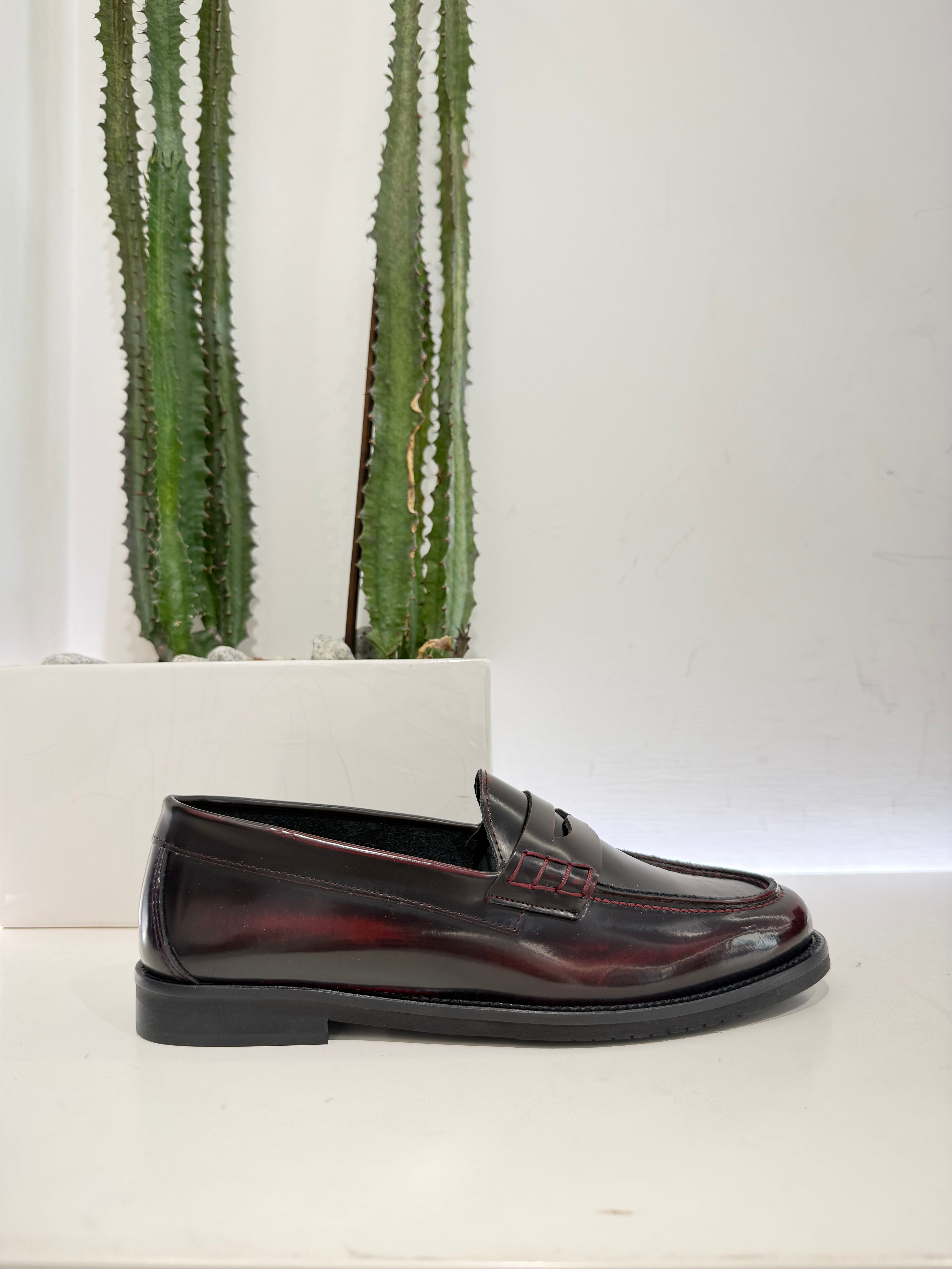 Mocassino abrasivato bordeaux