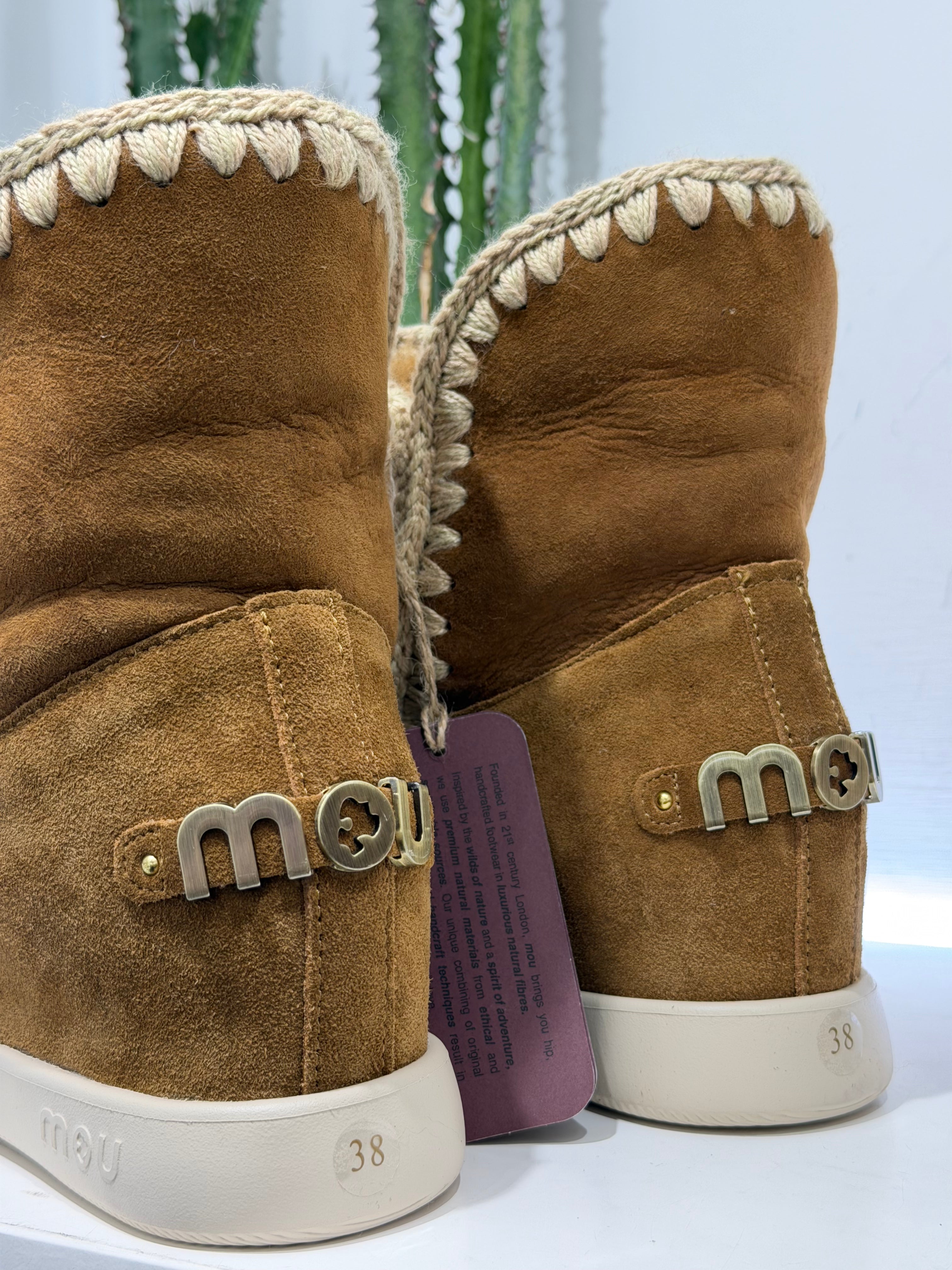Mou New Inner Wedge Suede cognac