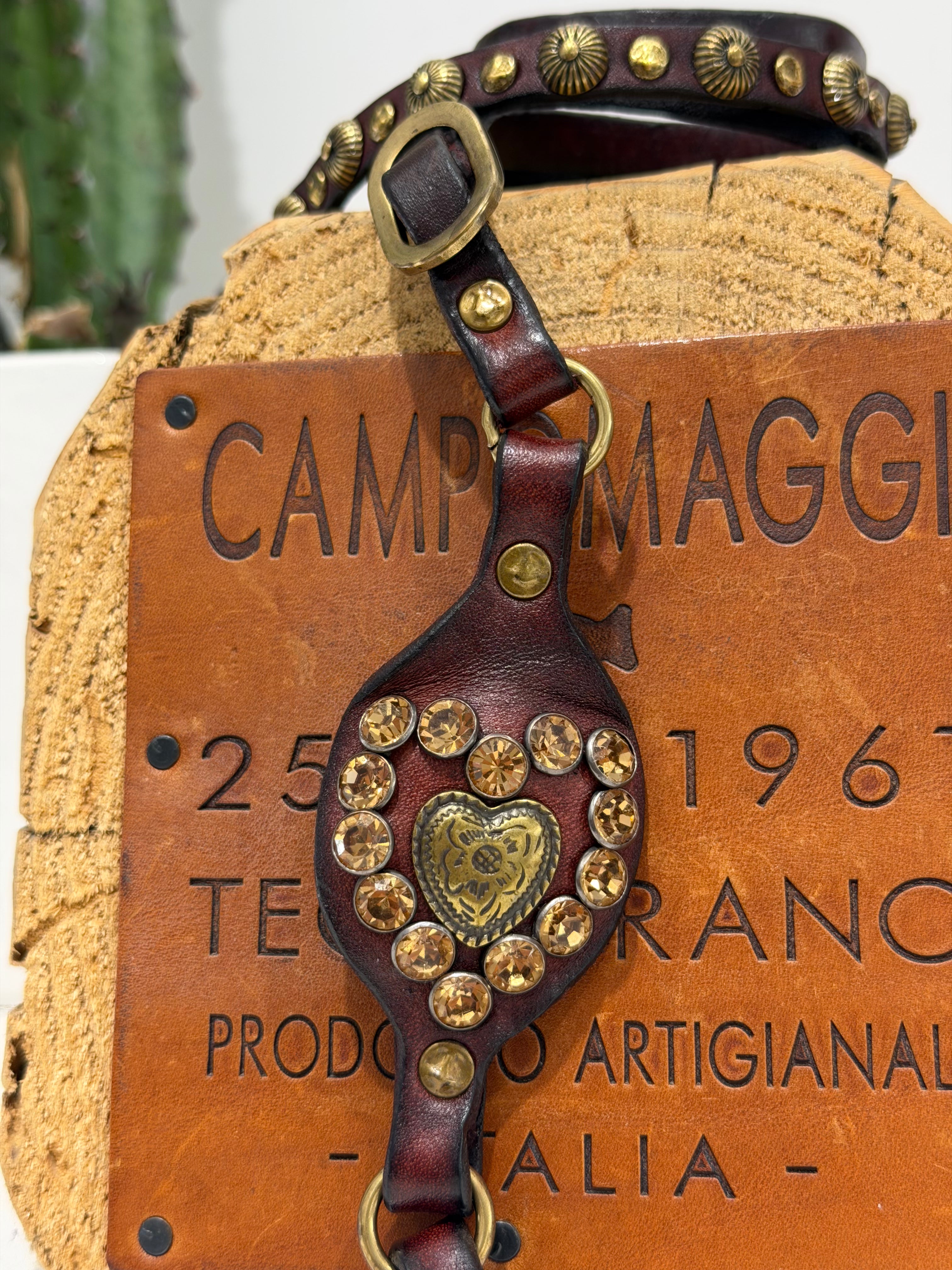 Campomaggi Tracolla Cellulare CUORE STRASS Vinaccia