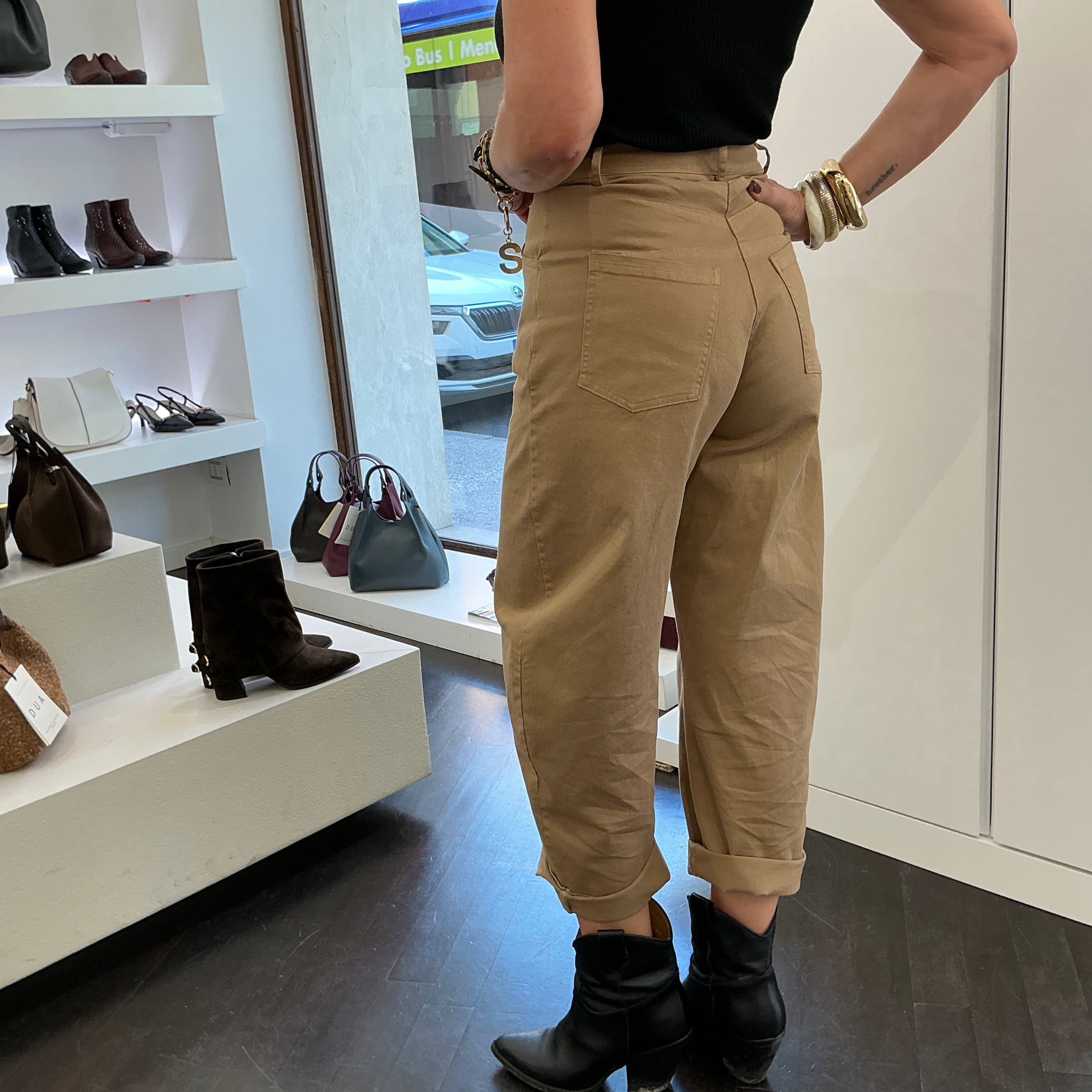 KIKISIX pantalone baloon nocciola