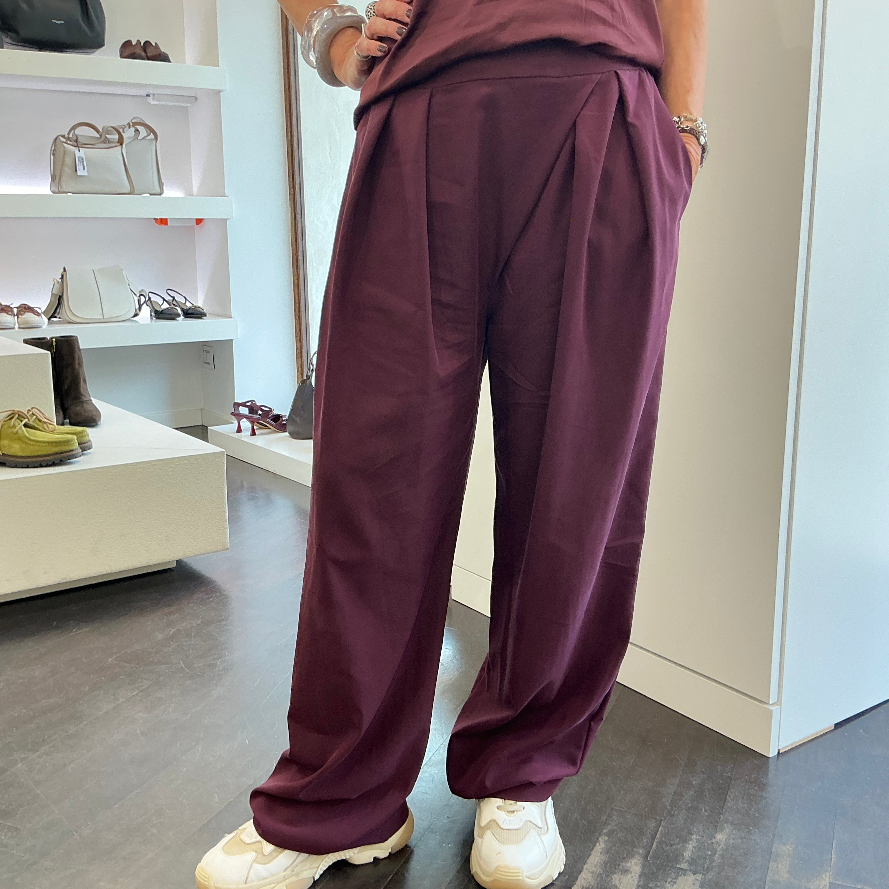 KIKISIX pantalone STELLA color bordeaux