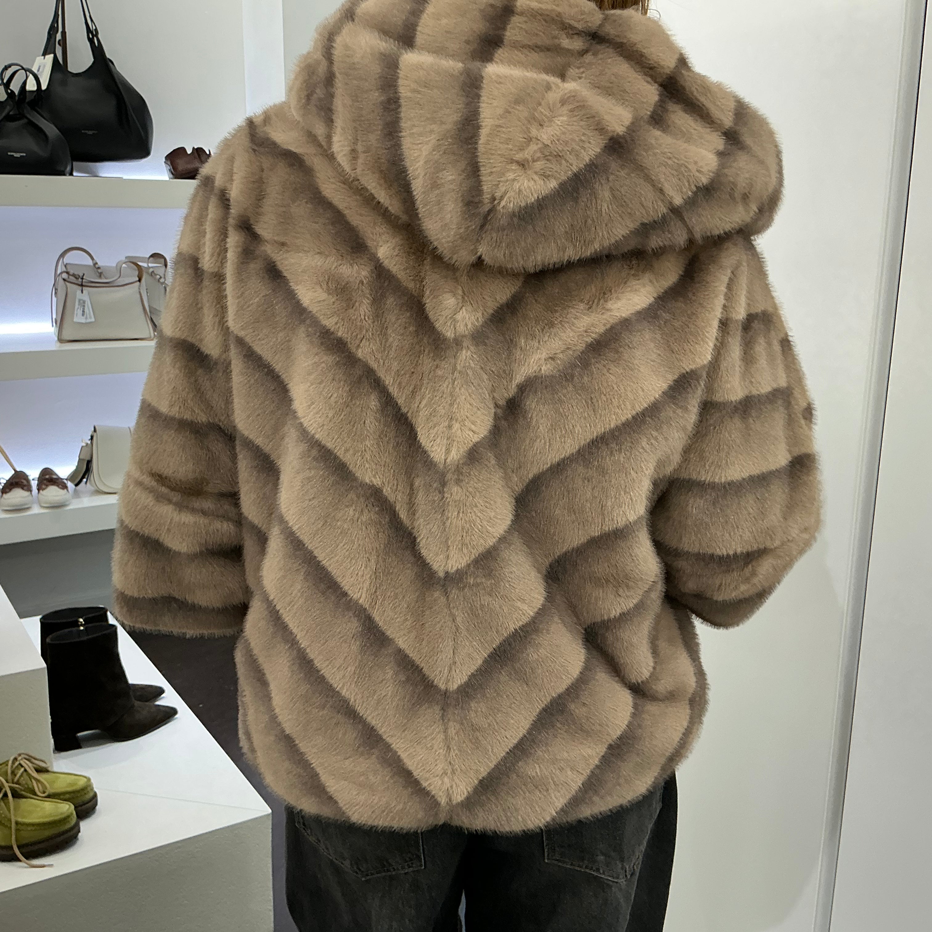 ecopelliccia manica a 3/4 STOCCOLMA FANGO