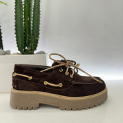 ANTICA BOTTEGA mocassino modello barca in suede CHOCOLATE