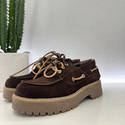 ANTICA BOTTEGA mocassino modello barca in suede CHOCOLATE