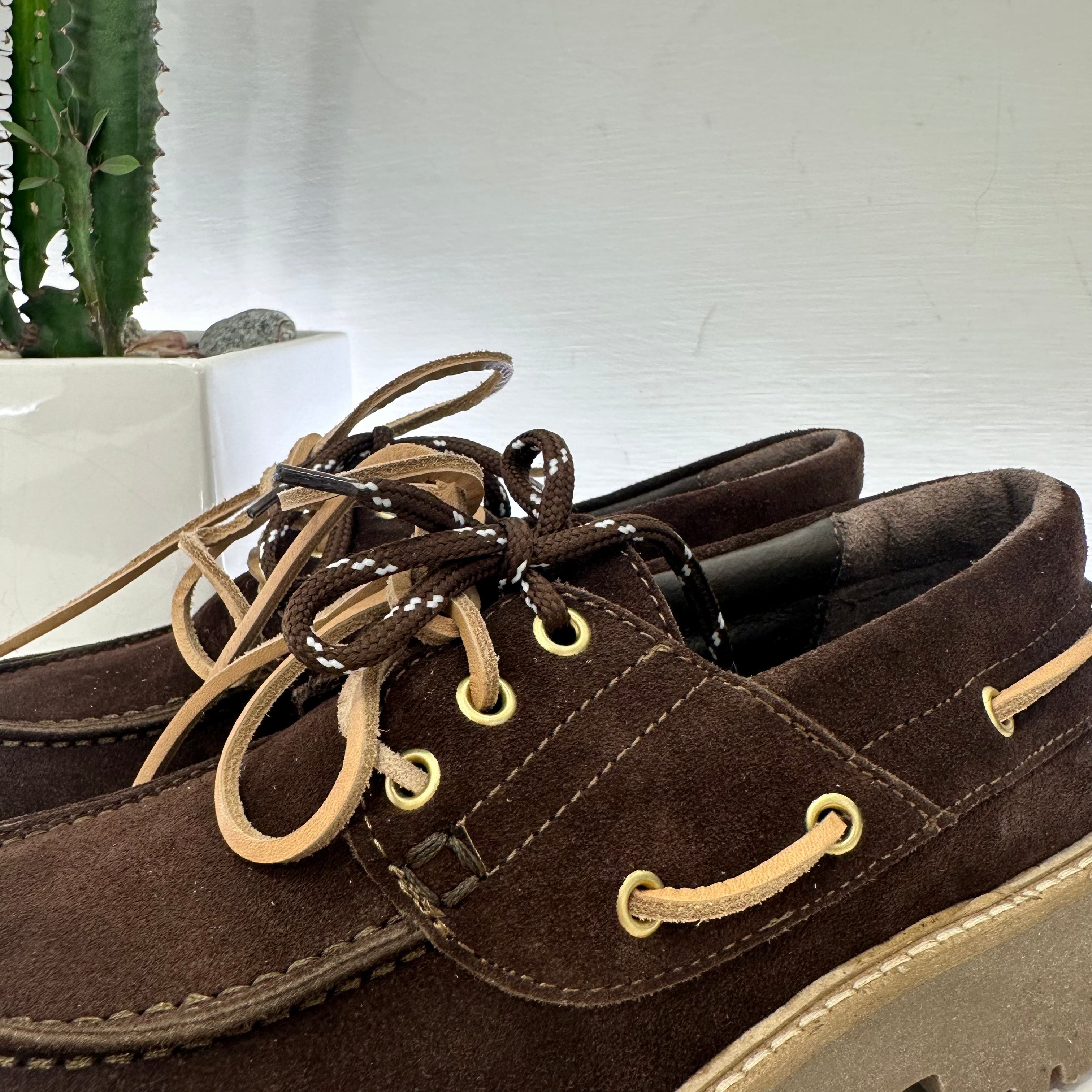 ANTICA BOTTEGA mocassino modello barca in suede CHOCOLATE