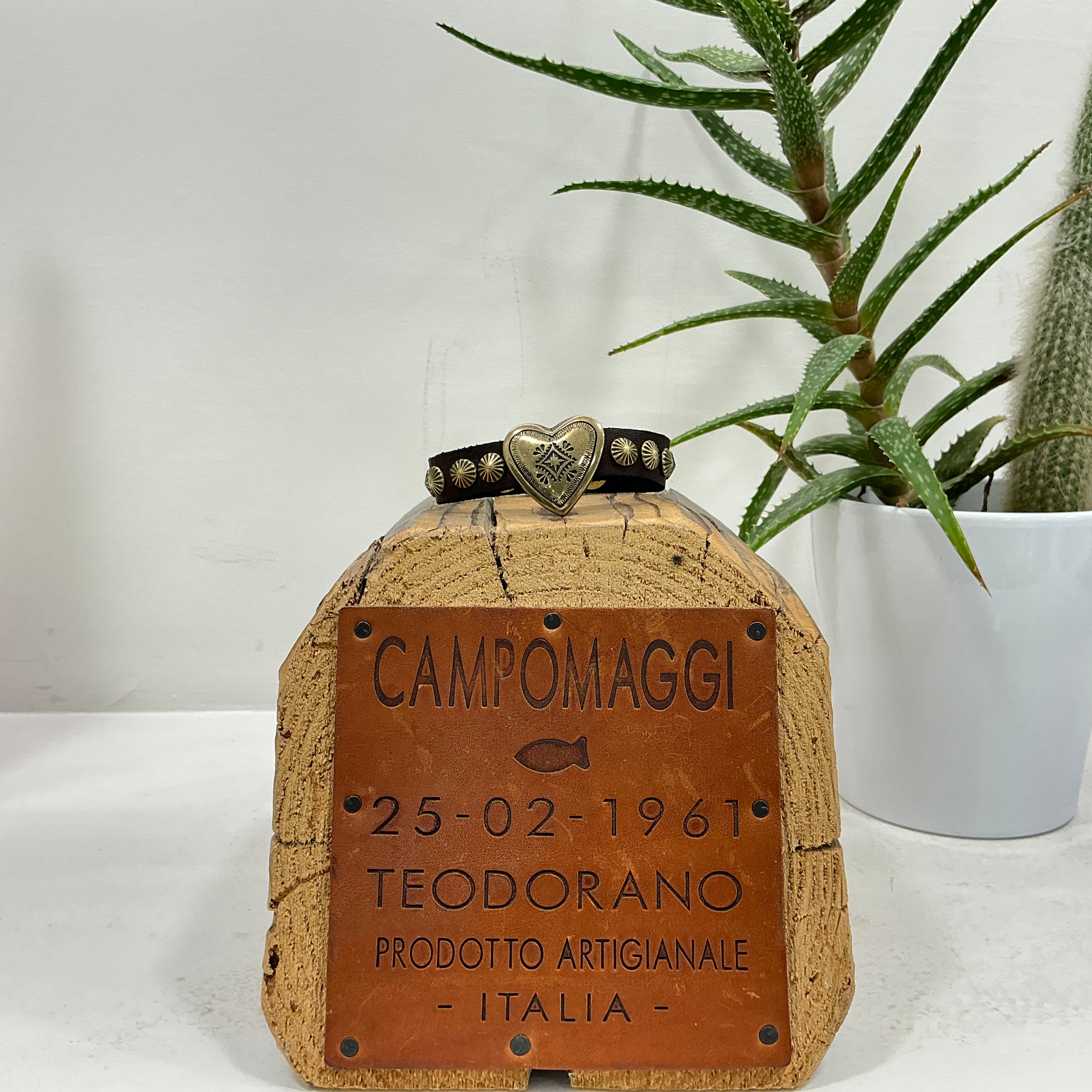 Campomaggi bracciale MERAVIGLIA moro con cuore oro