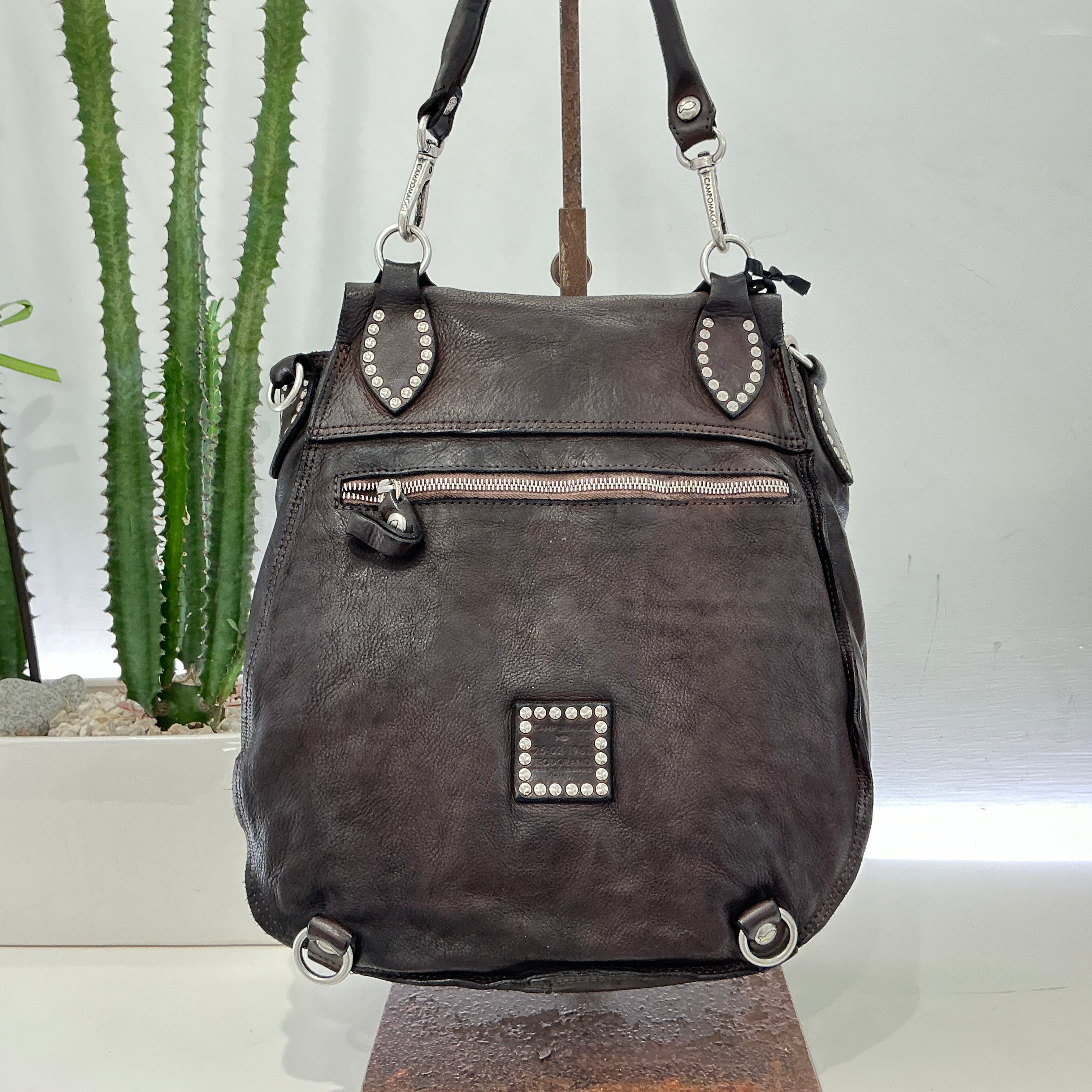 Campomaggi zaino monospalla moro accessori argento