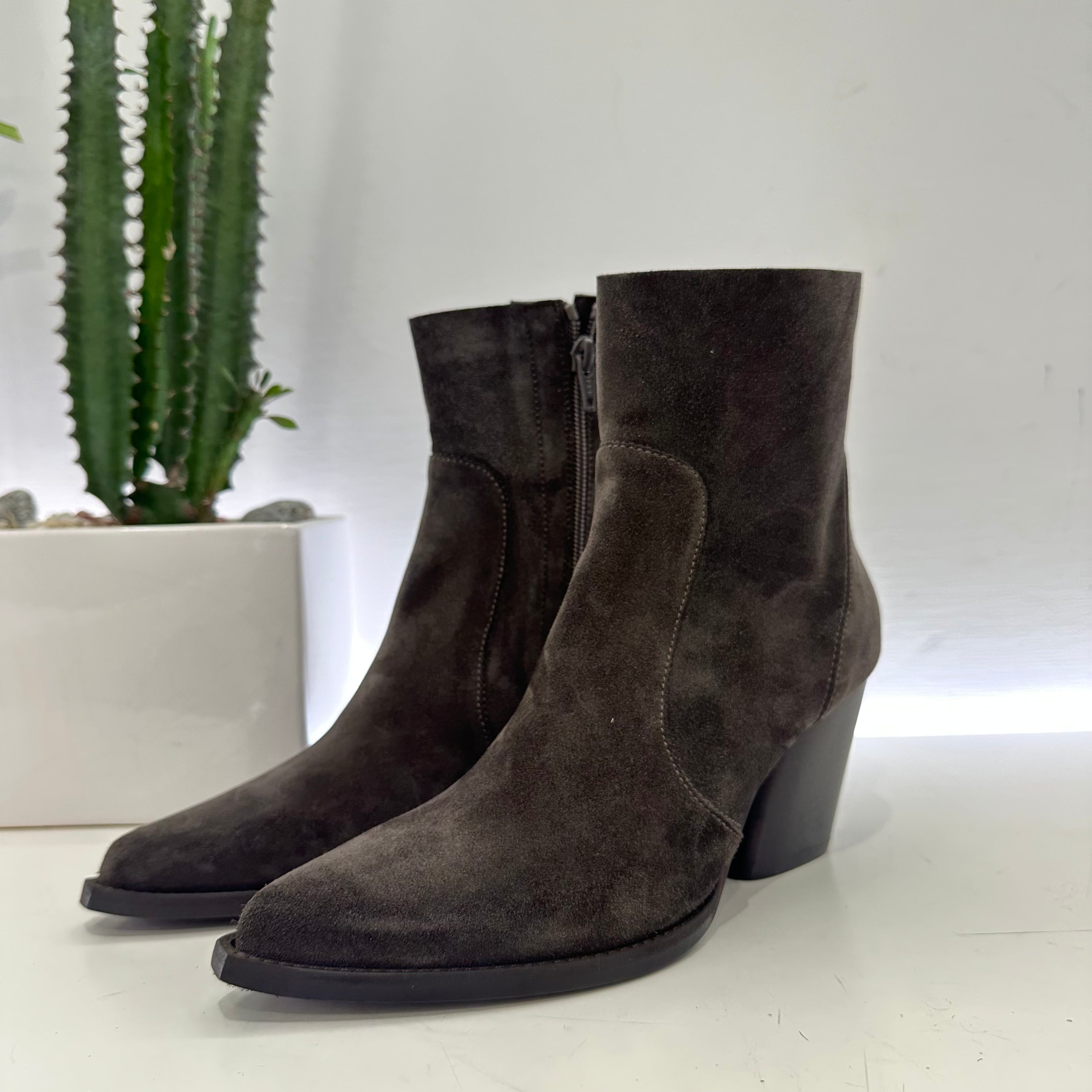 ENJOY stivaletto texano  suede FANGO