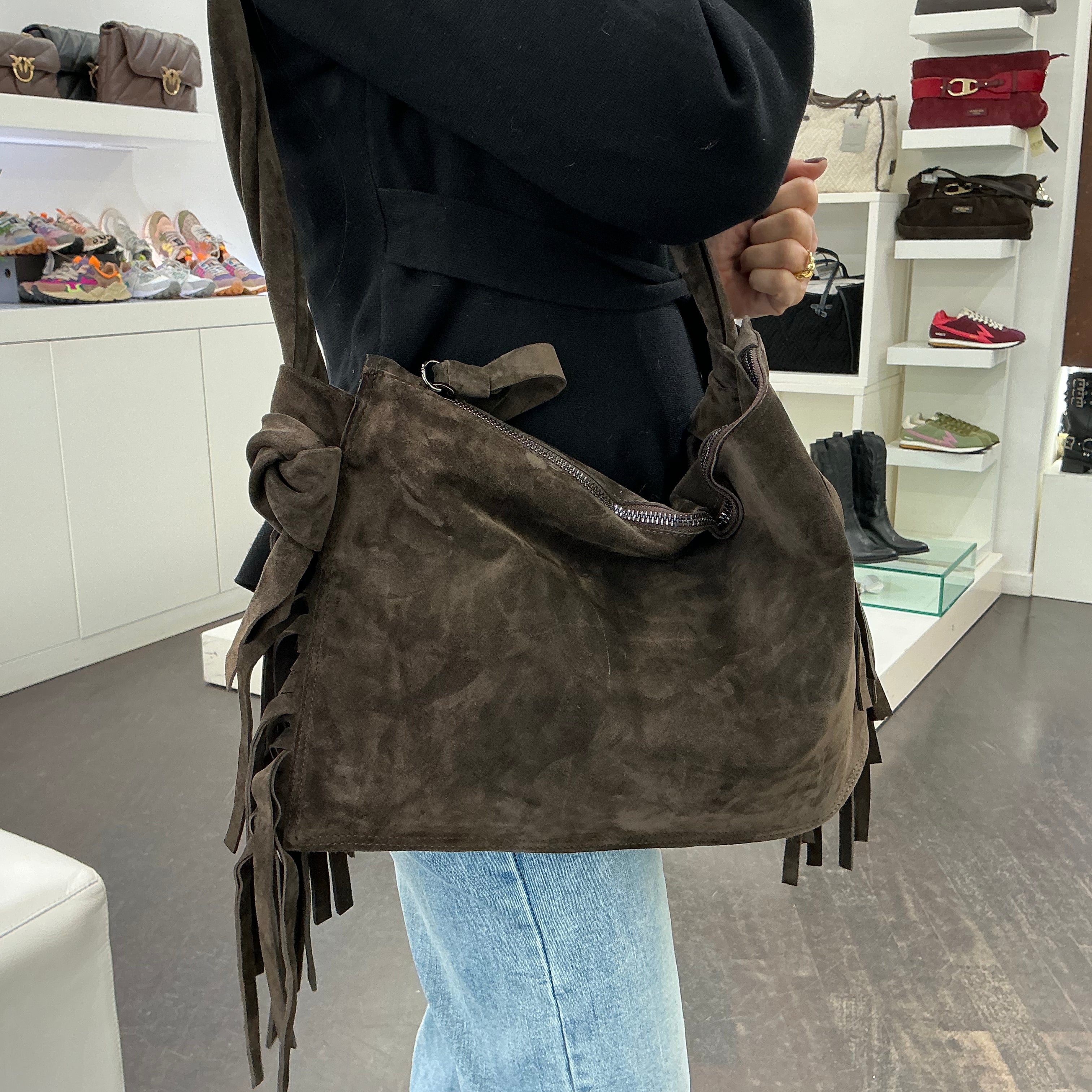 Maxiborsa DORICO CAMILLA t.moro suede con frange